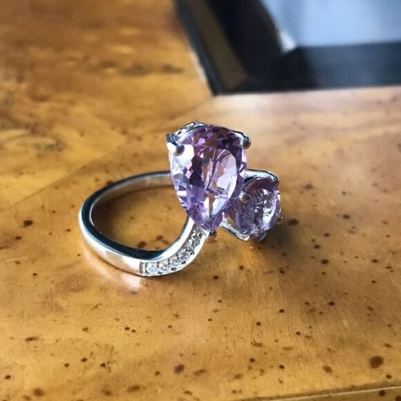 Rose De France Amethyst Sterling Silver Ring Size 9 - Picture 5 of 8